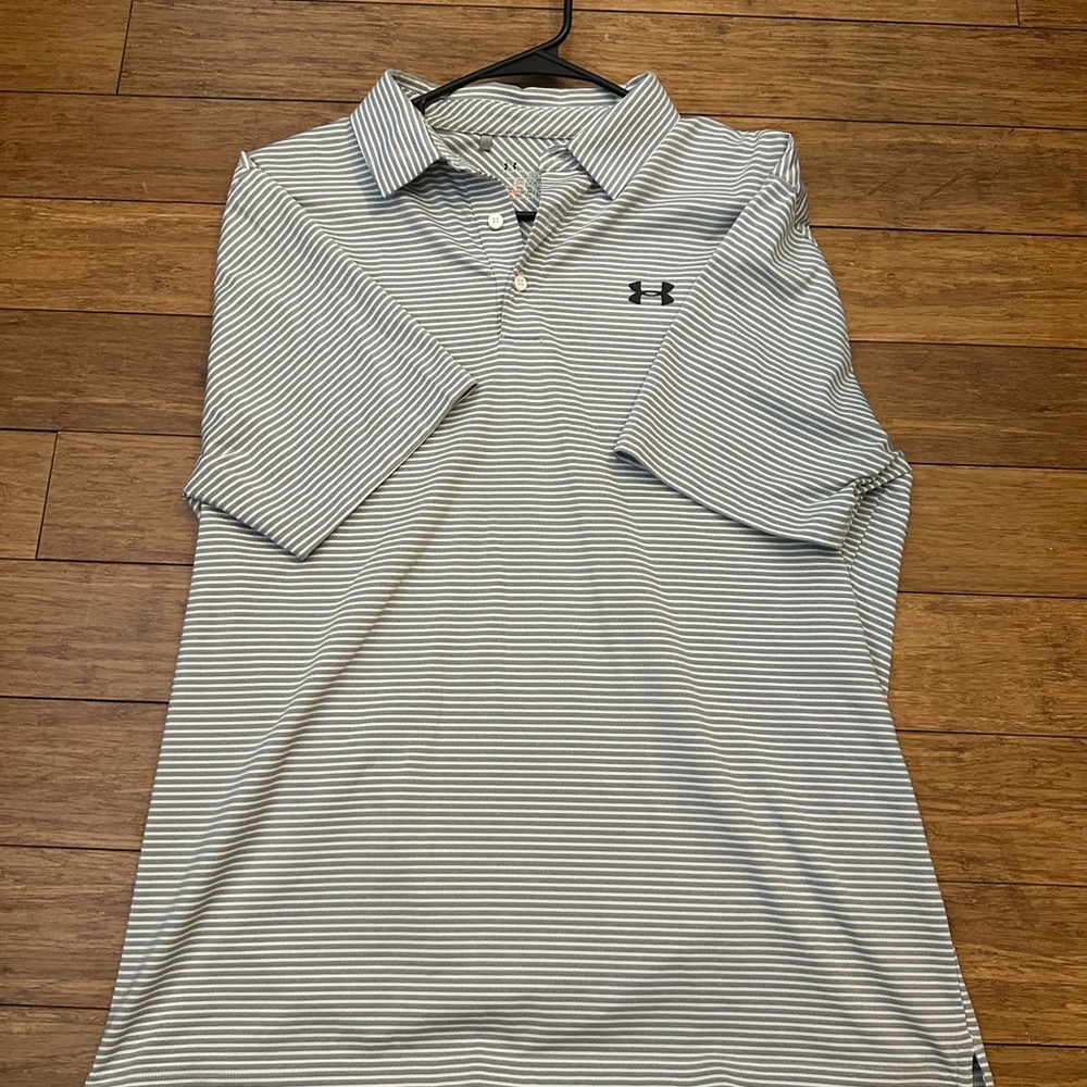 Under Armour Men’s Light Gray Striped Polo Shirt